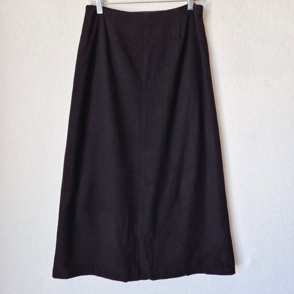 Vintage J.Crew Wool Cashmere Midi A-Line Skirt Side-Zip Lined Black - Picture 1 of 9